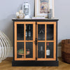 Sideboard Buffet Cabinet Bar Wine Cabinet Wood-Framed Glass Door Storage Cabinet