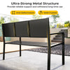 Heavy-Duty Outdoor Seating 127CM Patio Metal Bench for 2-3 People Black