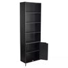 6 Tier Bookcase With 2 Door Cupboard Cabinet Storage Shelving Display Wood Shelf