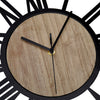Wall Clock Big Giant Large Roman Numerals Skeleton Metal Face Clocks Wood Centre