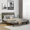 Upholstered Bed Frame with Channel Tufted Headboard-Grey