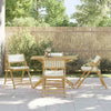 5 Piece Folding Bistro set with White Cushions Bamboo W1R8