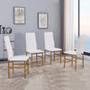 4x White Faux Leather Dining Chairs & Grey Marble Glass Dining Table Dining Set