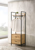 Industrial Open Wardrobe Clothes Rail Storage Unit Hanging Rack 2 Drawers Oak
