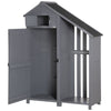 Garden Outdoor Wooden Tool Storage Shed With 3 Shelves, Firewood Rack, Grey