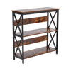 3-Tier Console Table X-design Wooden Hall Desk Side End Table W/ Storage Shelf