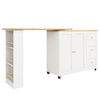 Kitchen Island Bar Table Storage Cabinet Reversible Mobile Serving Cart White