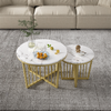 Nest of Tables Set of 2 Round Coffee Table White Side End Table for Living Room