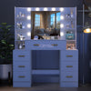 Large Dressing Table With Smart LED Mirror 7 Drawers Makeup Vanity Desk White UK