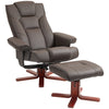 Recliner Chair with Footstool, PU Leather Armchair Leisure Lounge Chair, Brown