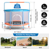 4.6FT Kid Trampoline w/ Adjustable Handle Safety Enclosure Net Outdoor Children