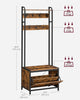 Coat Rack Shoe Storage Hall Tree Bench Rustic Brown and Classic Black HSR425B01
