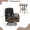 3 Pcs Patio Rattan Bistro Set 360° Swivel Outdoor Rocking Chairs-Black