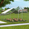4X3X2m Walk In Chicken Run Galvanized Chicken Coop Hen House w/ Apex Roof Hutch