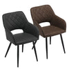 Set of 2 Faux Leather Dining Chairs Diamond Seat with Hole Design Modern Chair
