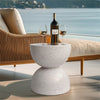 FATIVO Round Terrazzo Side Table Accent Table Outdoor Bar Stool Patio Deck Table