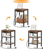 HOOBRO Side Table with Charging Station Bedside Table 3-Tier End Table Brown