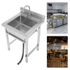 Stainless Steel Kitchen Freestanding Sink Laundry Basin w/ 360° Rotatable Faucet