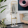 Heavy Duty Gold Clothes Rail Garment Coat Rack Stand Bag Scarf Hooks Hall Tree