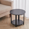 2 Tiers Round Side Coffee Table Bedside Lamp Stand Nightstand with Shelf Wooden