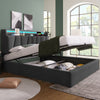 Ottoman Storage 5ft King Upholstered Bed with Headboard Storage and LED Lighting