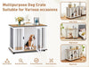 Wooden Puppy Cage Furniture Style Dog Crate End Table Pet Kennel House w/ Doors