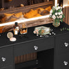 Crystal handle Dressing Table with 7Drawers Makeup Desk Vanity Table LED Mirrow