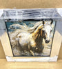 Horse Picture White Liquid Art Mirror Frame 3D Glitter Art 55x55 cm