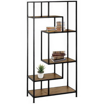 5-Tier Bookshelf Free Standing Wooden Tall Bookcase Collectables Display Storage