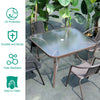 Metal Garden Dining Table Outdoor Patio Tempered Glass Top with Parasol Hole