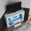 Modern TV Stand Storage Cabinet Unit High Gloss White with LED Lights 2 Drawers