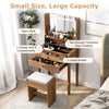 Small Makeup Table Vanity Desk with Mirror & Lights-Natural