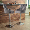 360° Swivel Grey Velvet Bar Stool Gas Lift w/Lion Head Door Knocker &Tufted Back