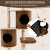 190CM Modern Cat Tree Rubber Wood Cat Tower Activity Center w/Scratching Post