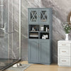 Bathroom Freestanding Pantry Cabinet w/ Adjustable Shelves-Grey