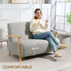Small 2 Seater Sofa, Upholstered Loveseat Couch with Wood Frame, Grey