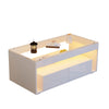 High Gloss Coffee Table Centre Table With LED Light Open Storage Glass Tabletop