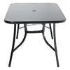 Large 1.5M Black Garden Table Rectangle Home Outdoor Dining Table & Parasol Hole