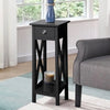 Black Slim Tall Bedside Table 1 Drawer Bedroom Storage Unit Hallway End Table