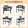 Foldable Pizza Oven Stand Outdoor Grill Cart Trolley 2-Tier BBQ Table w/ Wheels