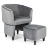 Upholstered Velvet Barrel Chair and Ottoman Set Modern Accent Armchair