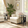 Bedroom End Table Couch Side Table w/Storage Pocket & Lockable Casters-Grey
