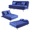 3 Seater Sofa Bed Blue Velvet Recliner Sofabed Click Clack Metal Leg Tufted Back