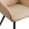 2 pcs Faux PU Dining Chairs Armchairs Armrest with Black Metal Legs Xmas Gift UK