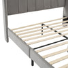 DOUBLE BED FRAME 4FT6 UPHOLSTERED PLATFORM WITH HEADBOARD AND SOLID WOODEN SLATS
