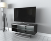Contemporary Black Glass TV Stand, Up to 50" - Open Shelving, Height Adjustable