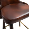 Luxury Bar Stools Set of 2 with Back, PU Leather Upholstery, Brown