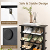 7-Tier Tall Shoe Rack Space Saving Organizer Storage Shelf Double Rows Black