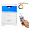 LED Nightstand USB Charger Outlet RGB End Table Versatile 2-Drawer Bedside Table