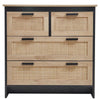 Large Rattan Chest of 4 Drawers Cabinet Storage Sideboard in Bedroom Living Room